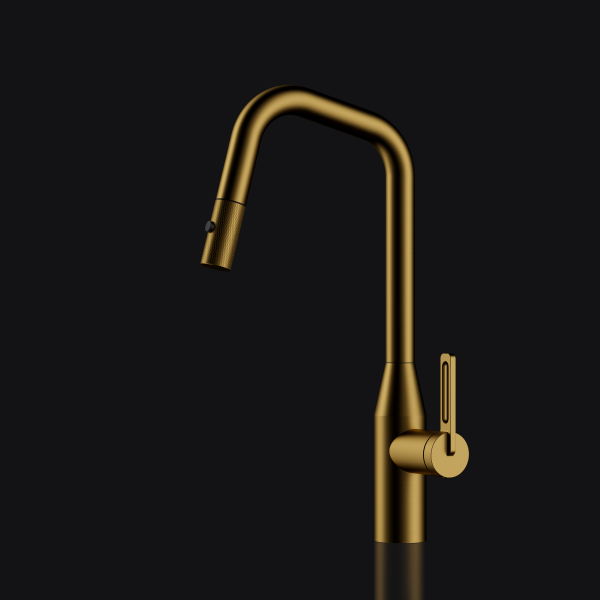 ברז מטבח נשלף "איירון פרו" גולד מט