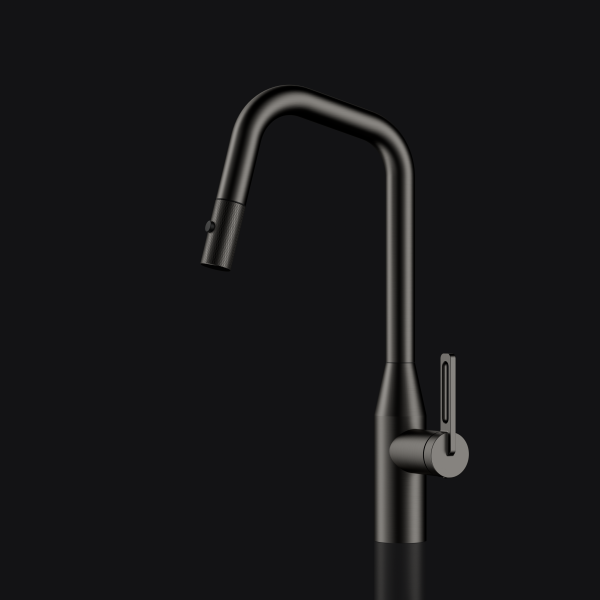 ברז מטבח נשלף "איירון פרו" בלאק מטאל